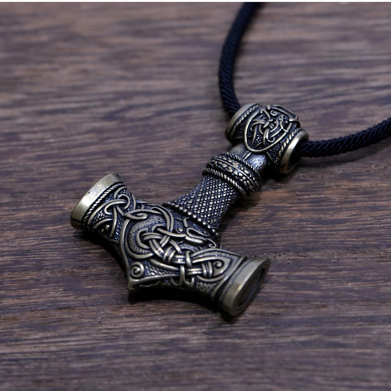 LANGHONG Thor Hammer Necklace â€“ Viking Necklace For Men, Norse Mythology Amulet Jewelry (Antique Bronze) - Image 3